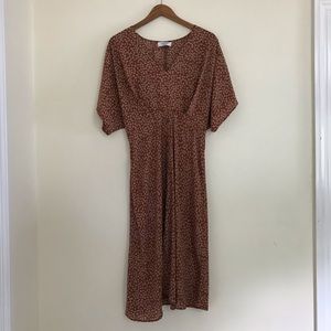 CJLA Maude dainty floral rust orange midi dress